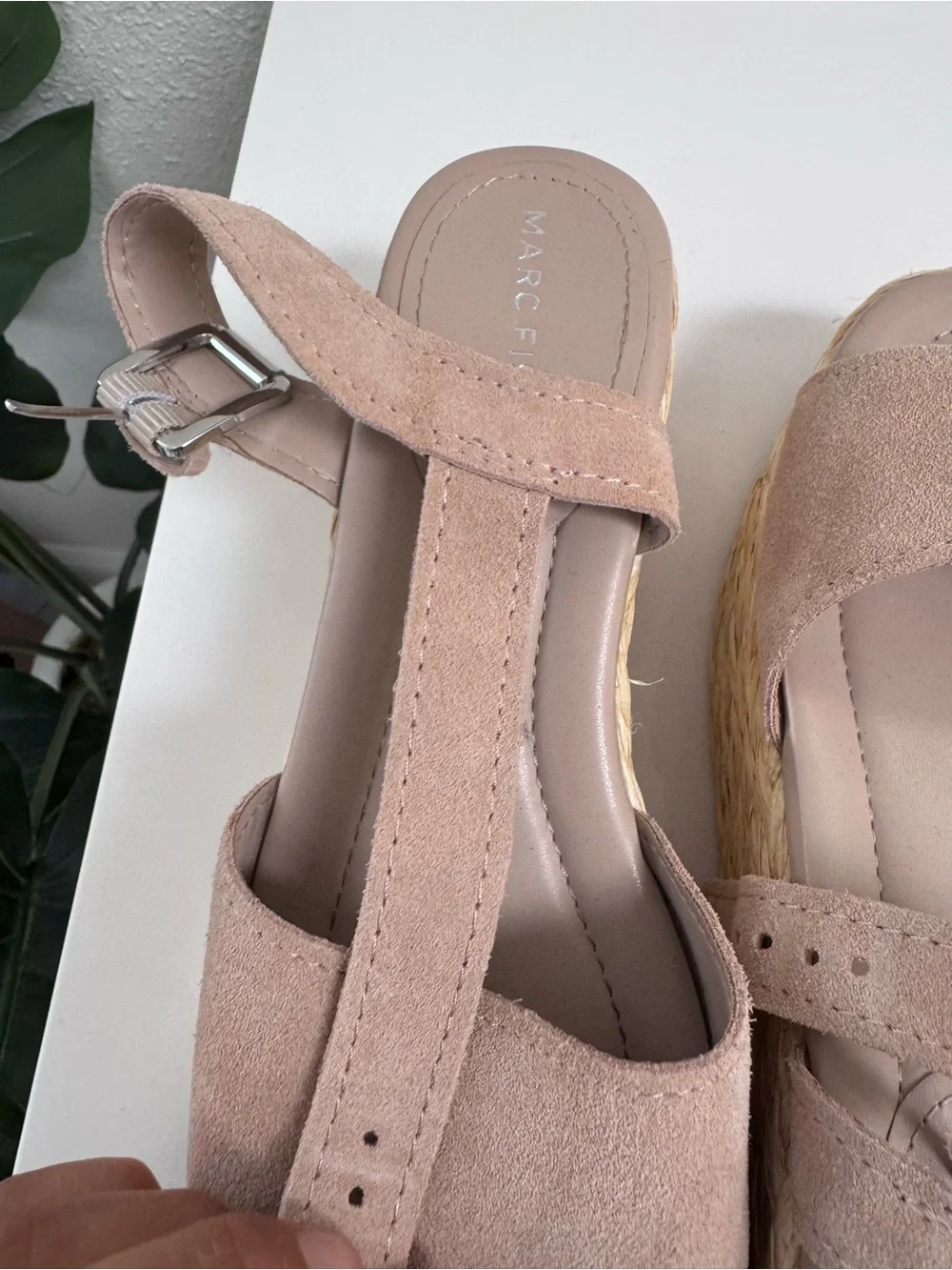 Marc Fisher Nude Platform Espadrilles Sandal With Ankle Strap Perfect Summer